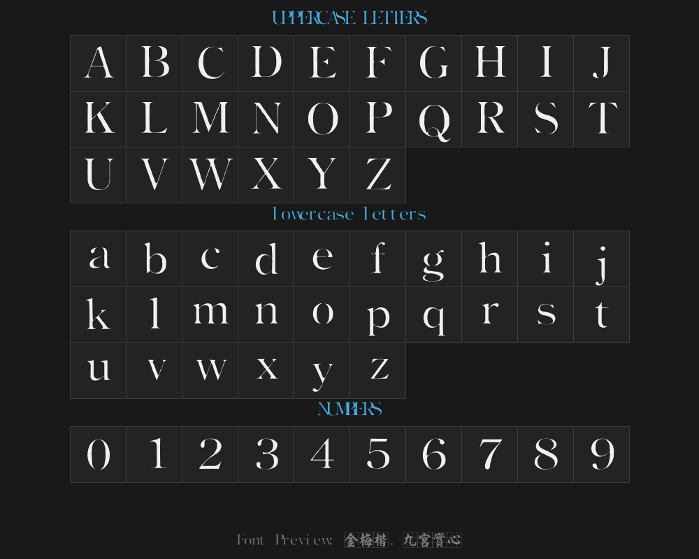 Jinmei Regular Script Nine Palaces Solid.ttfPreview