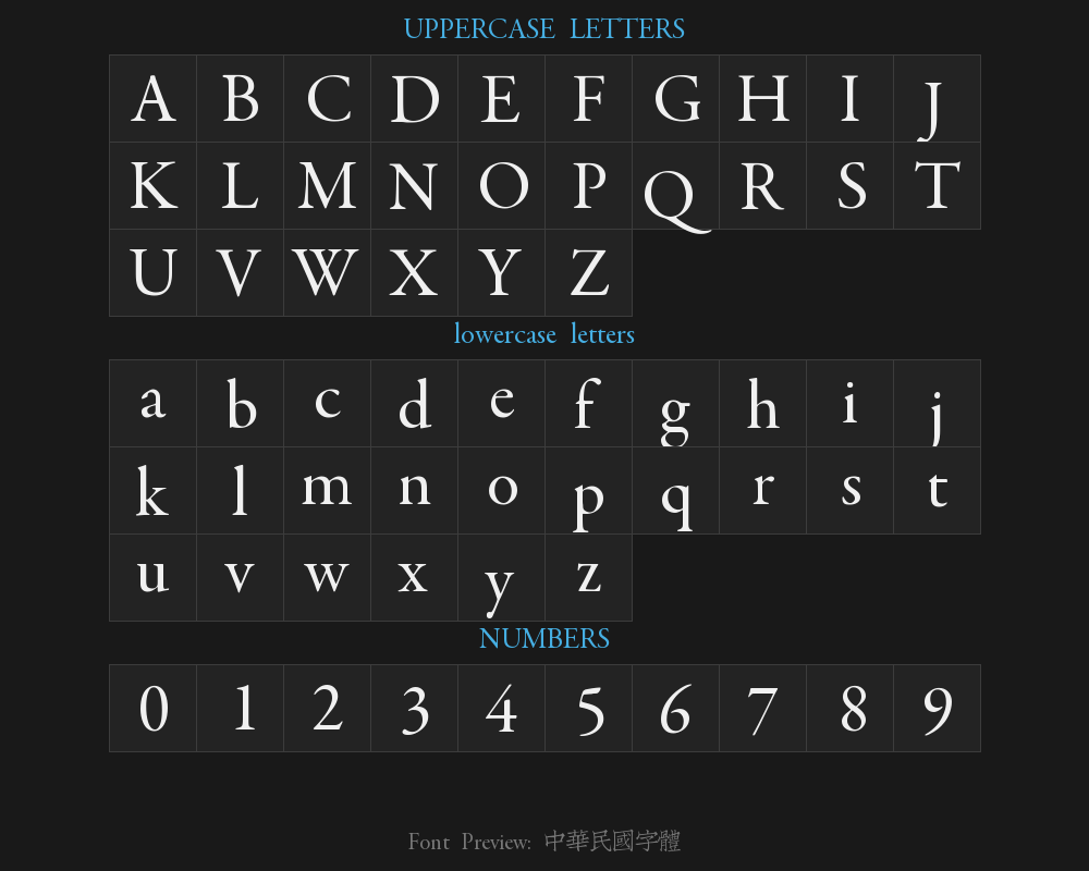Font of the Republic of ChinaPreview