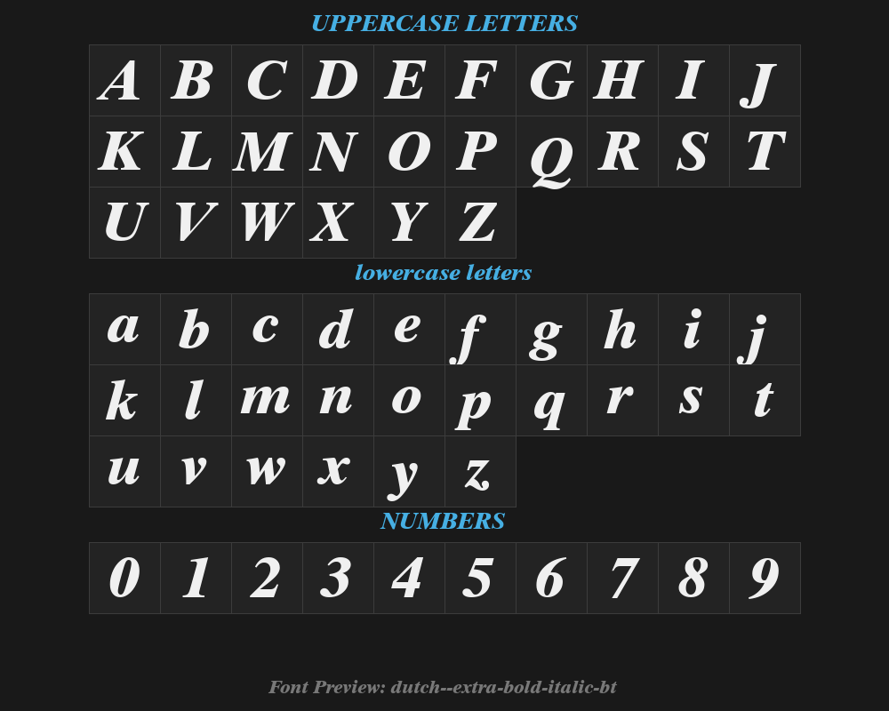 dutch-801-extra-bold-italic-btPreview