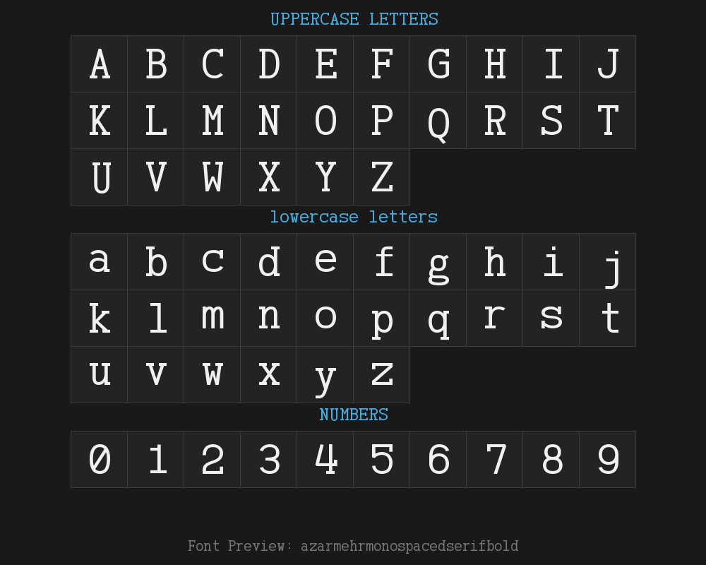 azarmehrmonospacedserifboldPreview