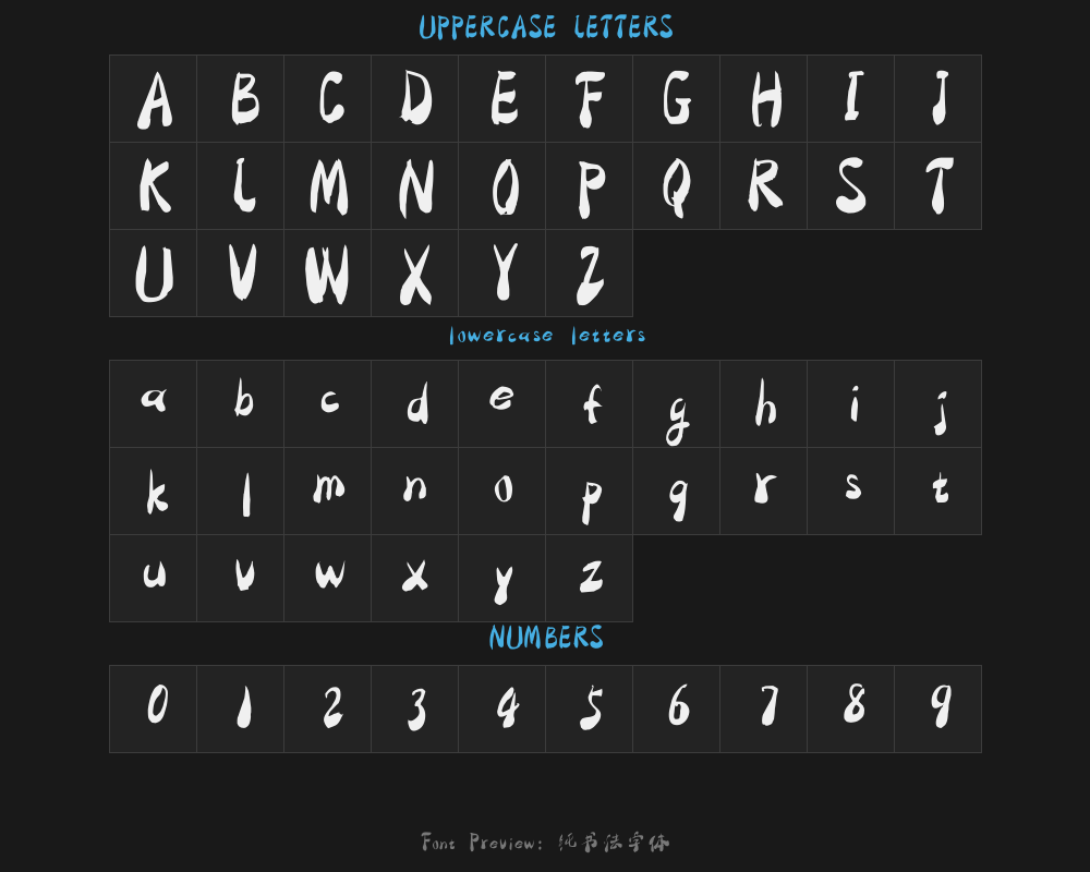 Pure calligraphy typefacePreview