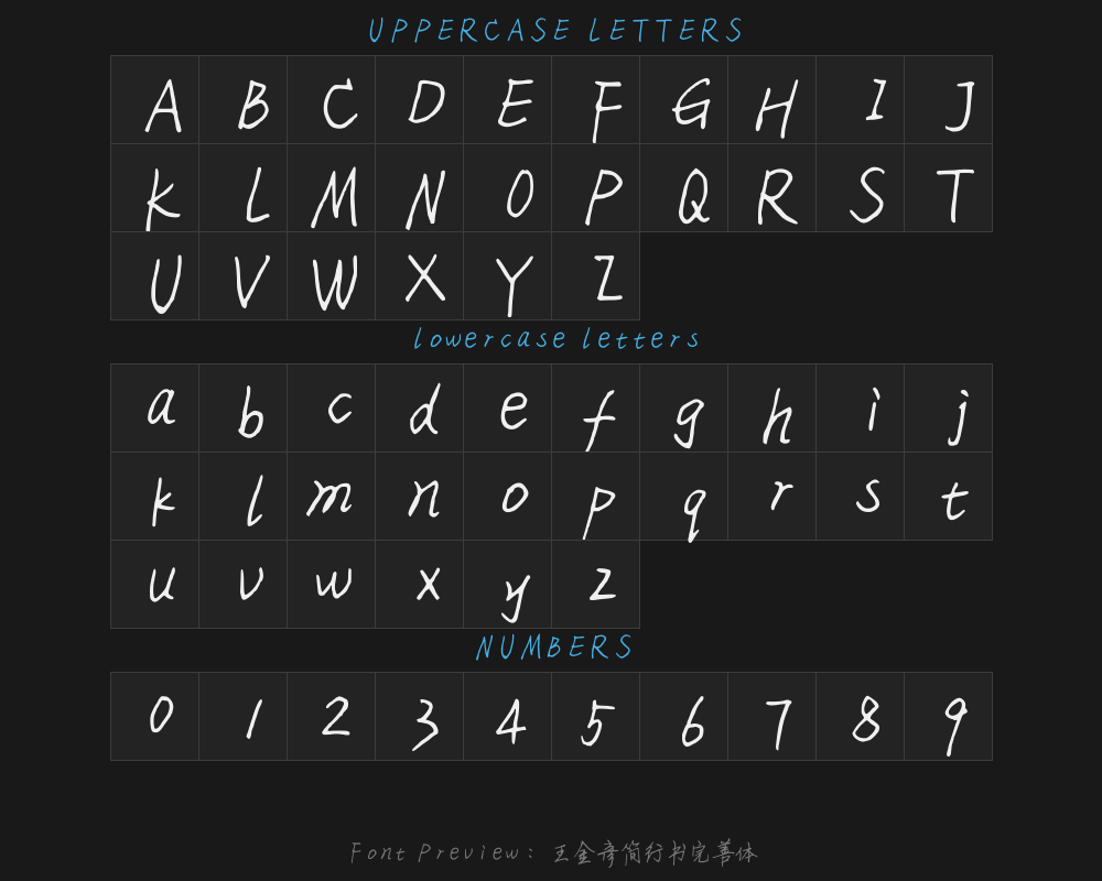 Wang Jinyan's simplified running script Complete typePreview