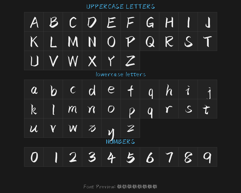 " "字 妙笔建白Hand Script.ttfPreview