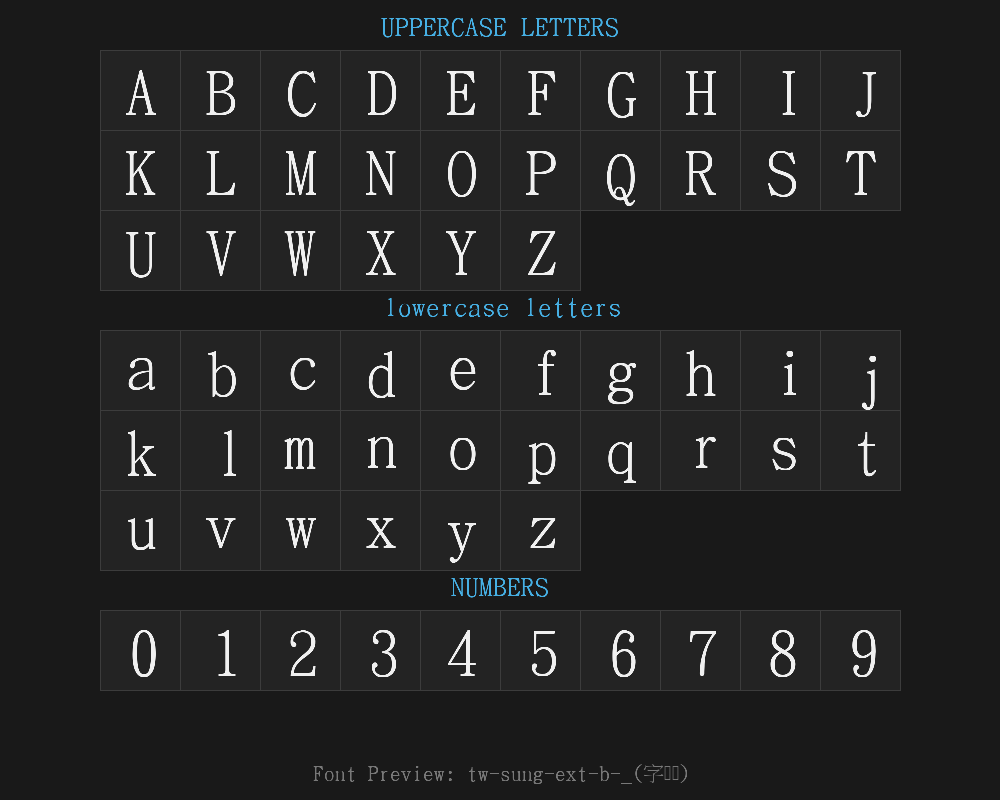 tw-sung-ext-b-98_1(with a limited font library)Preview