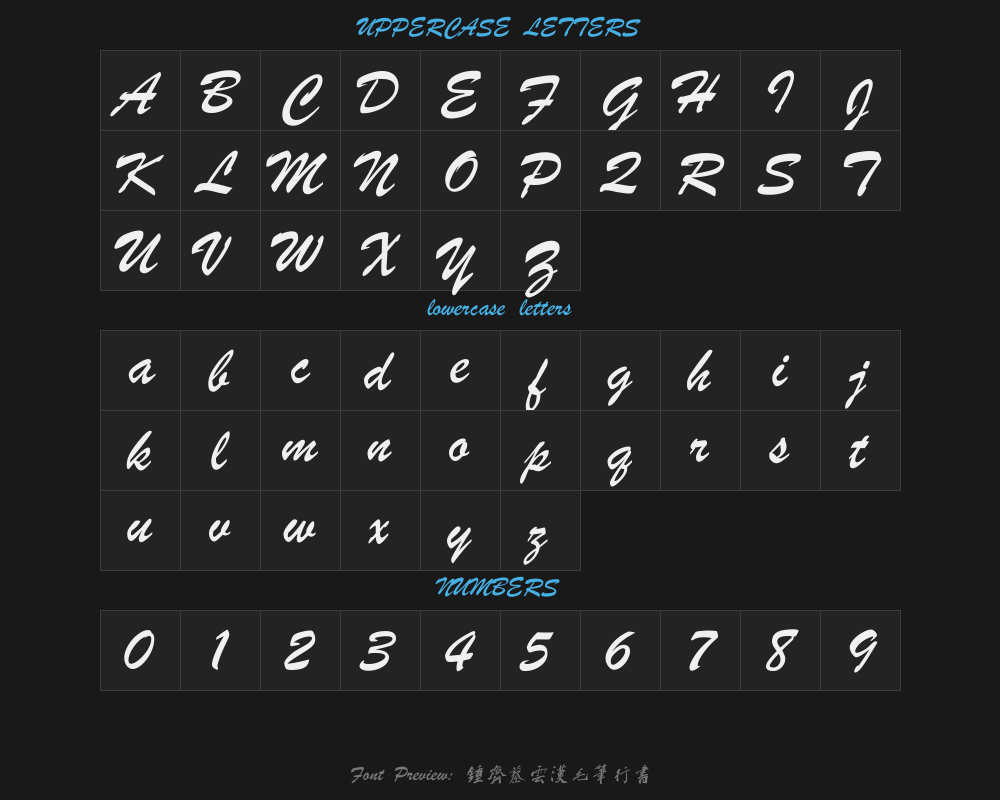 Zhong Qi, CAI Yunhan, Brush cursive ScriptPreview