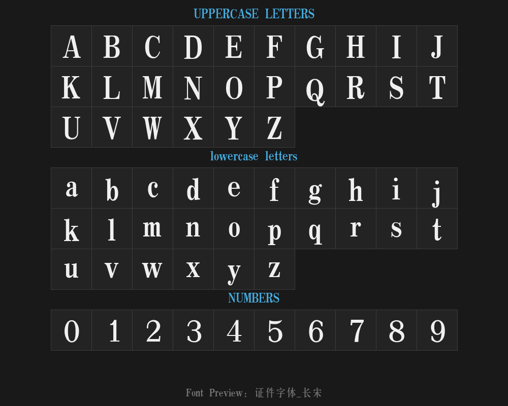Id font: Changsong-ttfPreview image
