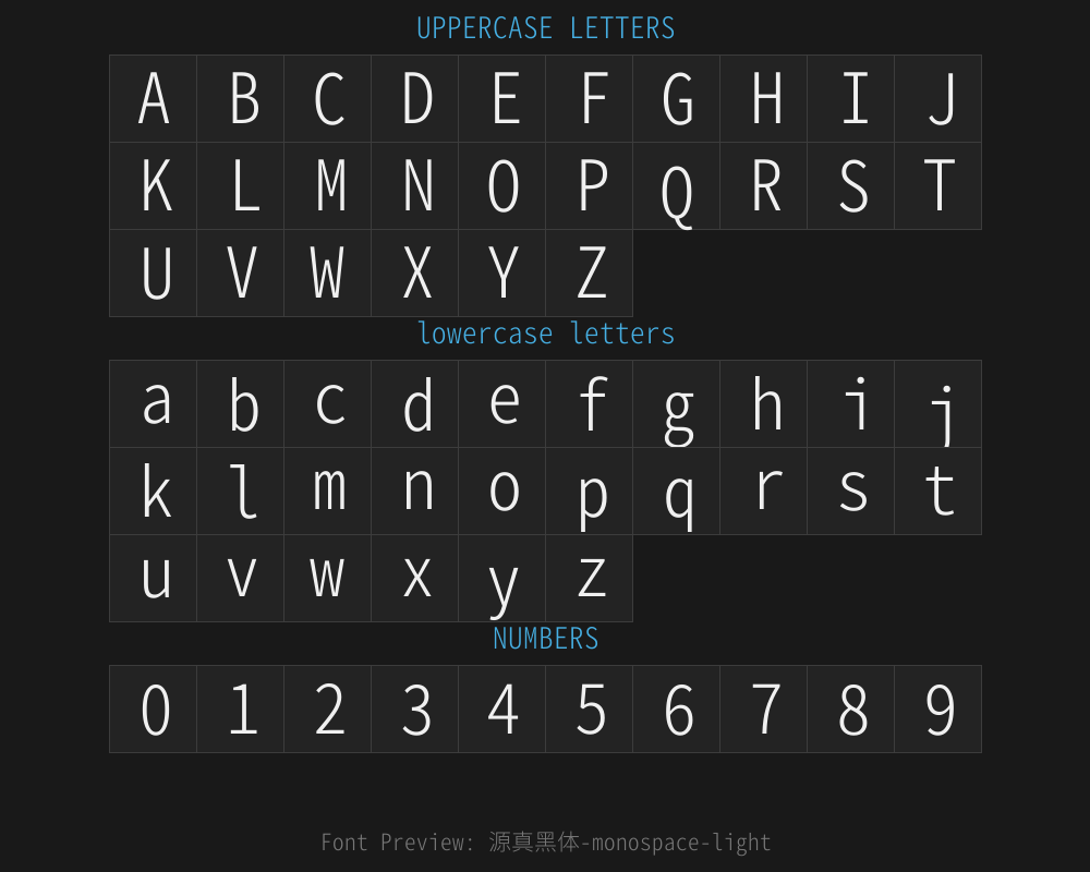 Source True Black Type-Monospace-light-ttfPreview