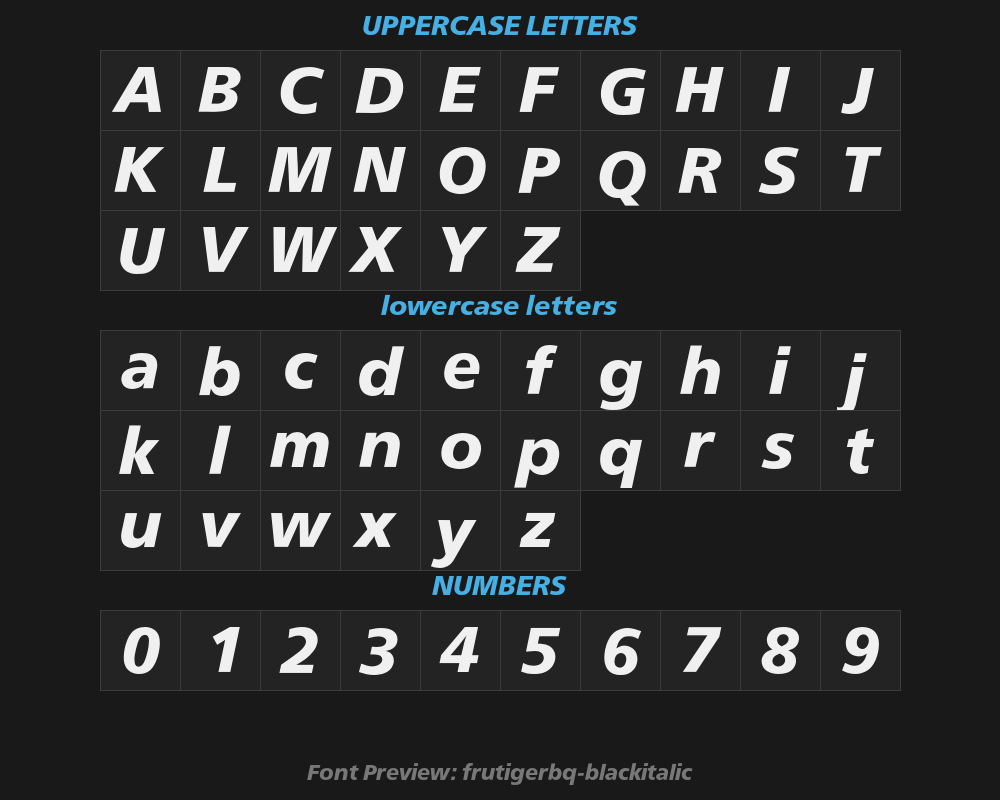frutigerbq-blackitalicPreview