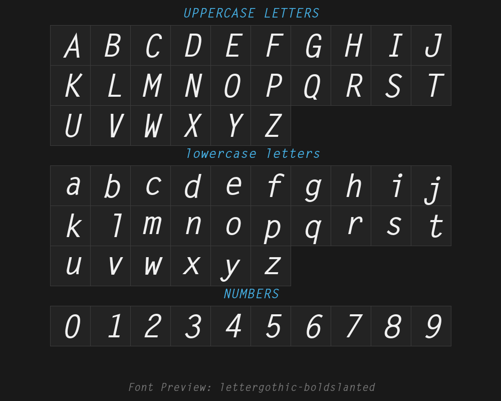 lettergothic-boldslantedPreview