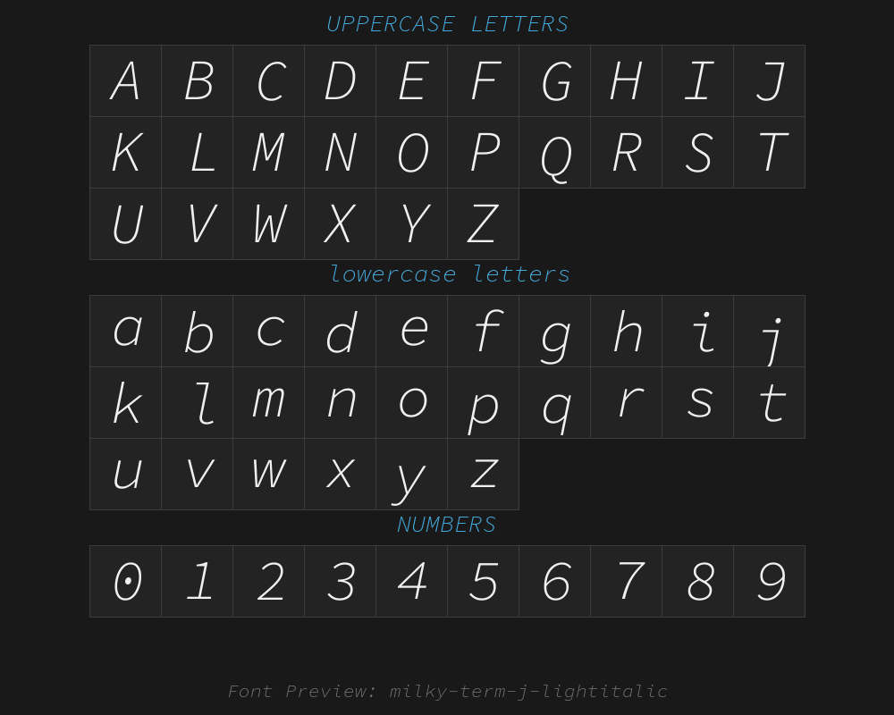 milky-term-j-lightitalicPreview