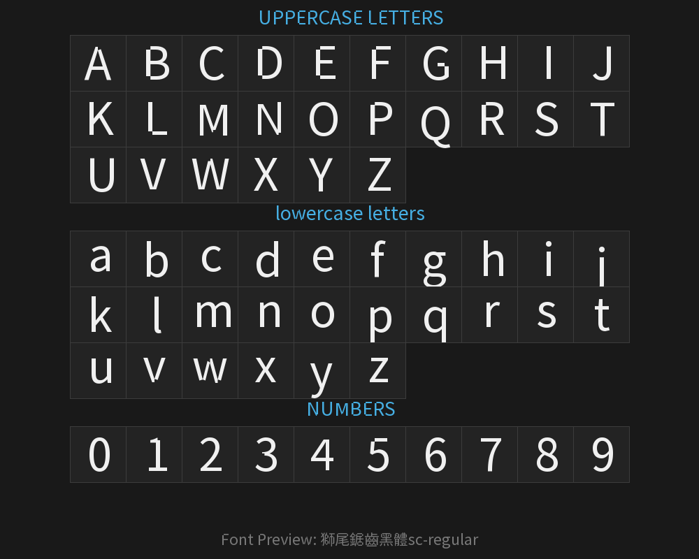 Lion-tailed Serrated Black typeface sc-regularPreview