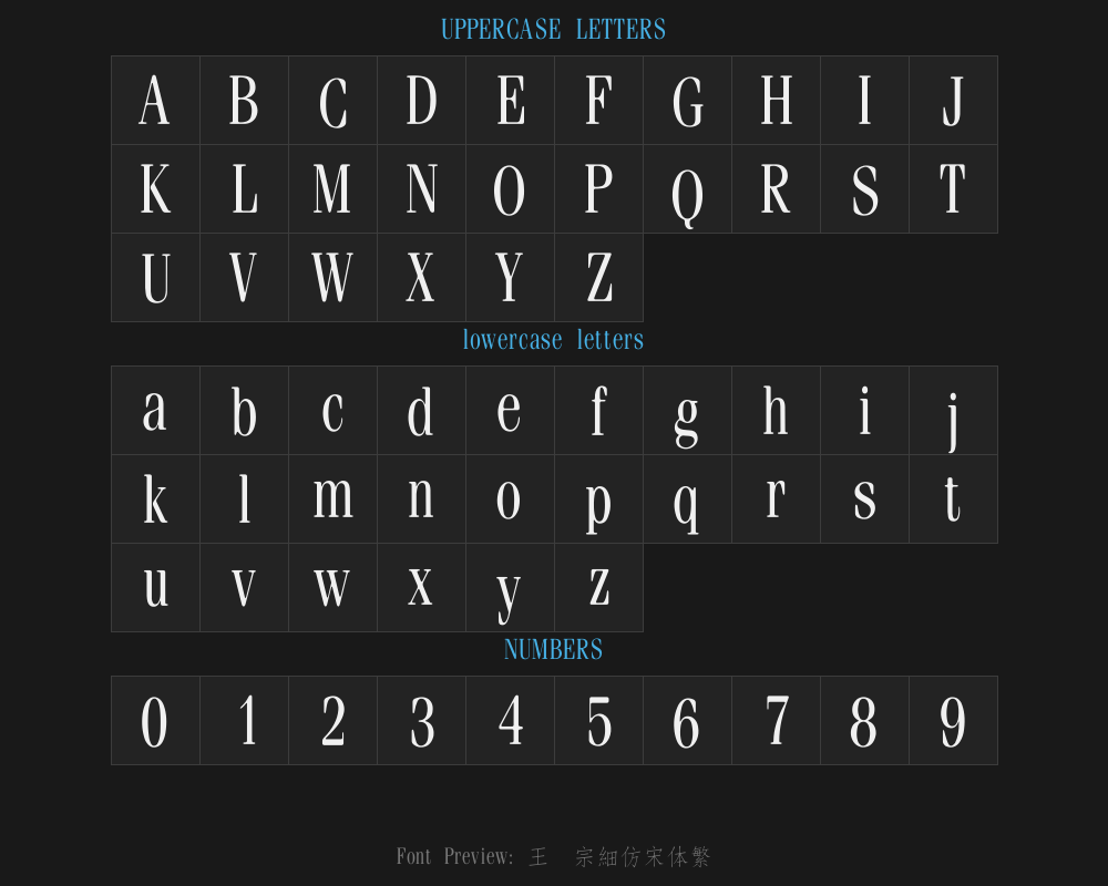 Wang Hanzong Fine Imitation Song Typeface TraditionalPreview