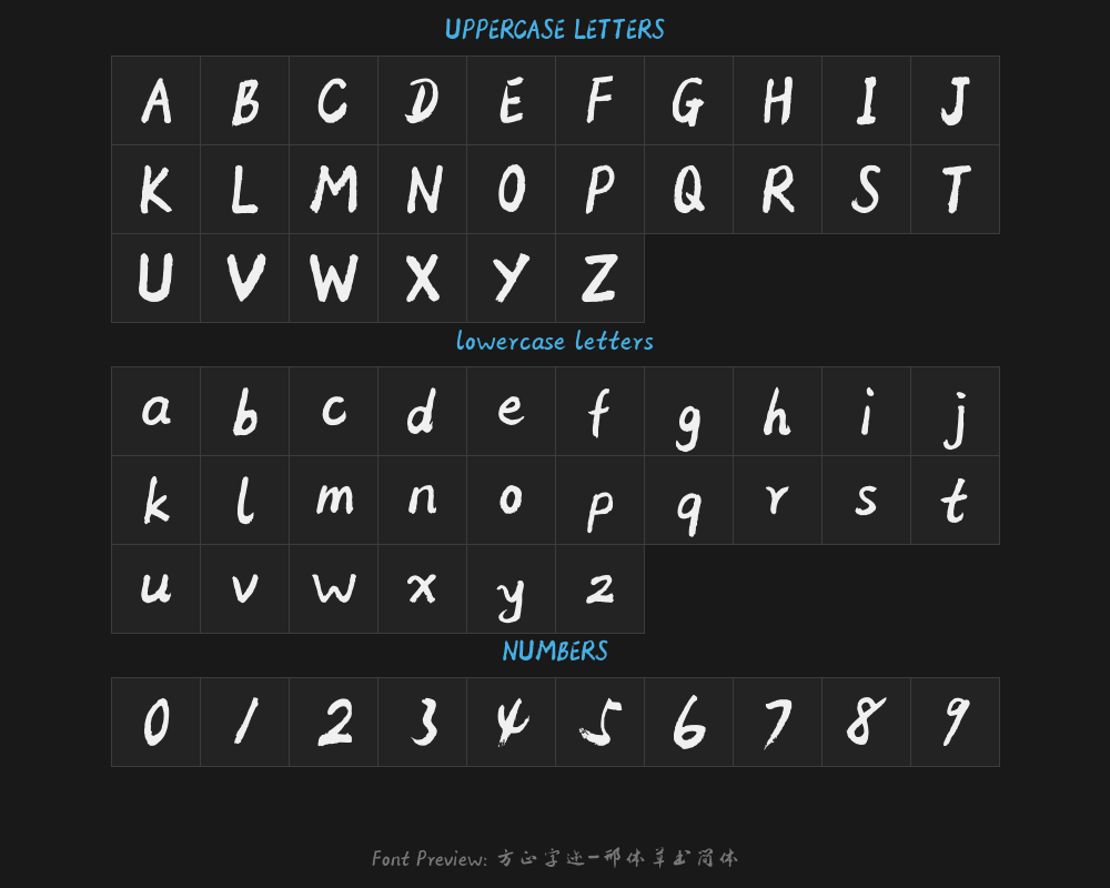 Square handwriting - Simplified Xing-style cursive scriptPreview