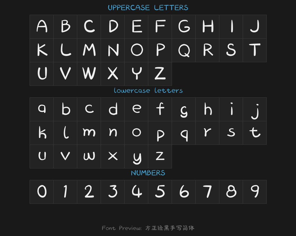 Fangzheng Jinghei Handwritten Simplified Chinese.ttfPreview