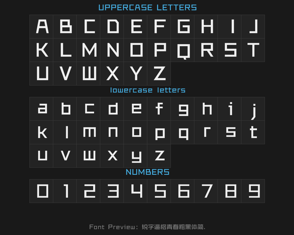 Sharp font style, youthful bold black font, Simple 2.0Preview